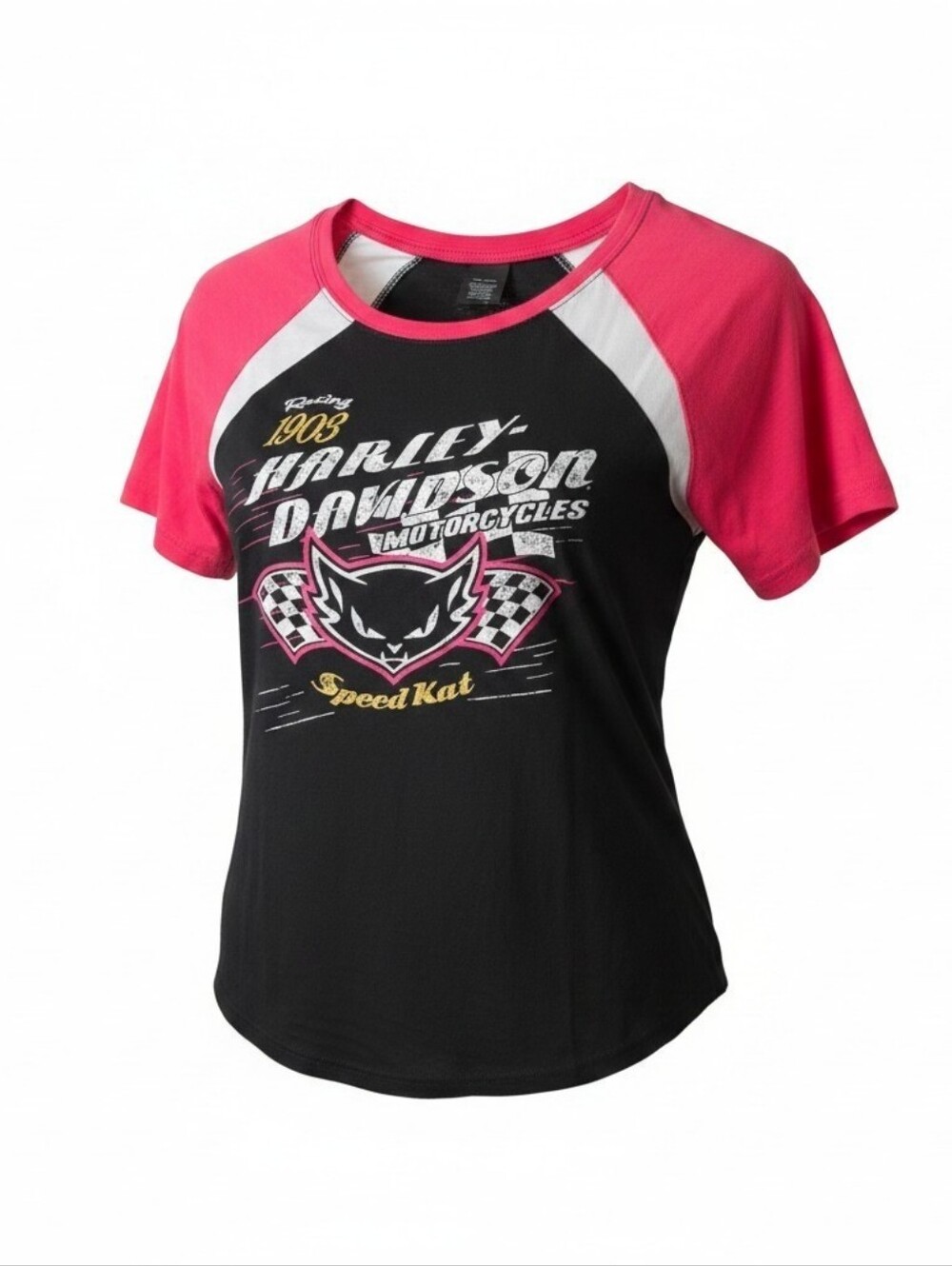 Harley-Davidson Black & Pink Speed Kat Raglan Tee